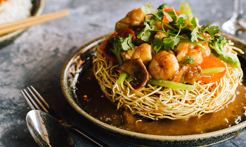 Traditional Vietnamese Pho Deluxe Plate served piping hot
